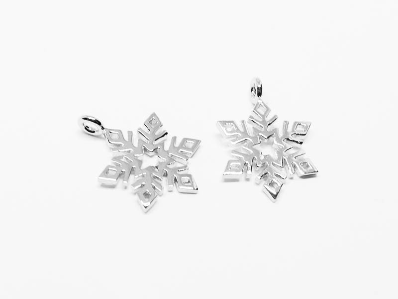 [P0539]2pcs/SnowFlake Pendant/Brass/Rhodium/11x15mm