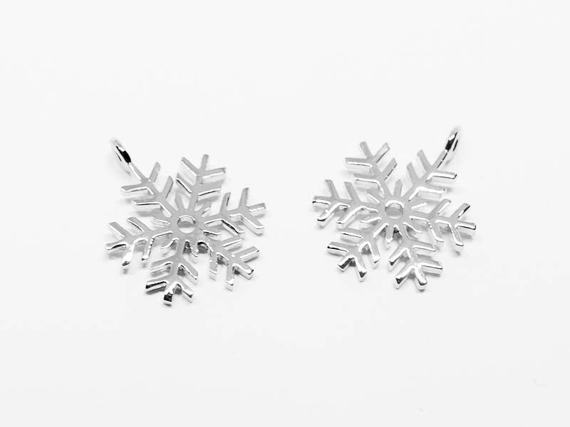 [P0540]2pcs/SnowFlake Pendant/Brass/Rhodium/12x15.5mm