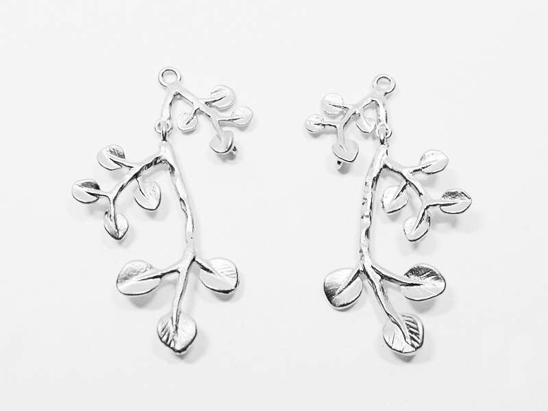 [P0544]1 Pair(Left & Right)/Dangle Branch Pendant/Brass/Matte Rhodium/17x30mm