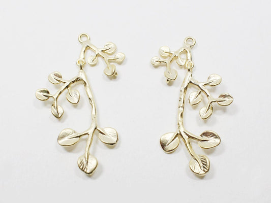 [P0544]1 Pair(Left & Right)/Dangle Branch Pendant/Brass/Matte Gold/17x30mm