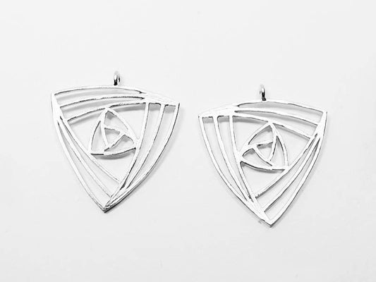 [P0545]2pcs/Geometrical Triangle Pendant/Brass/Matte Rhodium/22x23mm