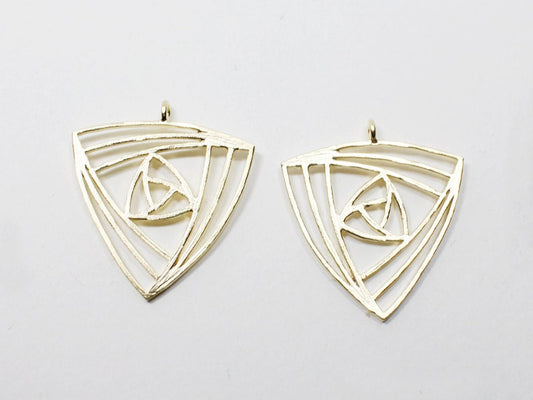 [P0545]2pcs/Geometrical Triangle Pendant/Brass/Matte Gold/22x23mm