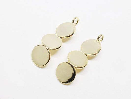 [P0548]2pcs/Zigzag Circles Pendant/Brass/Gold/7.5x23.5mm