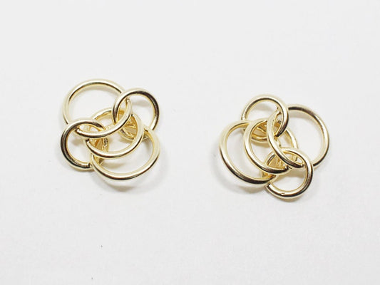 [P0550]2pcs/Linked Small Circle Pendant/Brass/Matte Gold/12x13mm