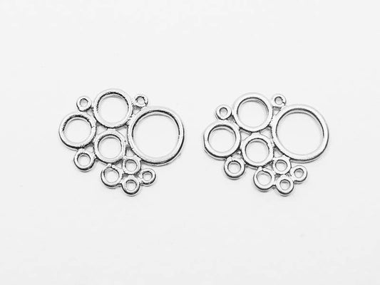 [P0551]2pcs/Multi Small Circles Pendant/Brass/Matte Rhodium/14x11mm