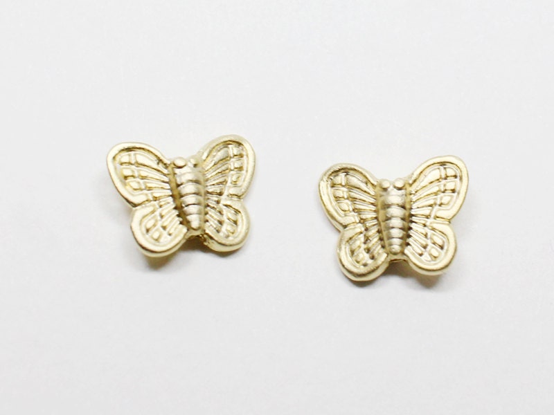 [P0556]4pcs/ButterFly Charm/Brass/Matte Gold/10x9mm