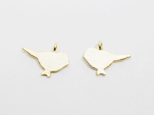 [P0557]4pcs/Small Bird Pendant/Brass/Matte Gold/13x9mm