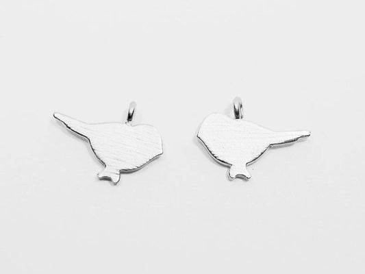 [P0557]4pcs/Small Bird Pendant/Brass/Matte Rhodium/13x9mm