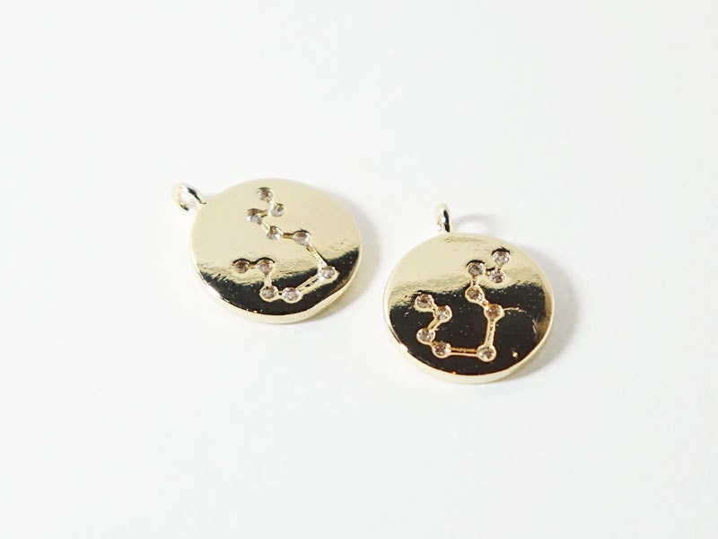 [P0563]2pcs/Polished Constellation Pendant/Brass/Gold,Rhodium,Rose Gold/10mm