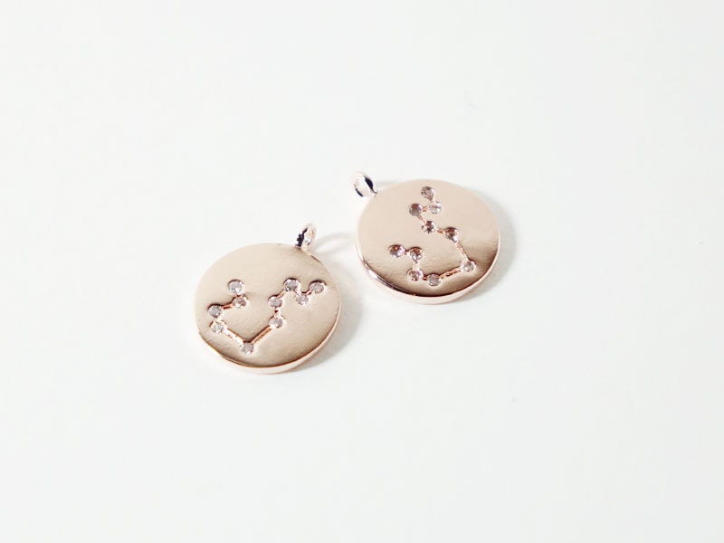 [P0563]2pcs/Polished Constellation Pendant/Brass/Gold,Rhodium,Rose Gold/10mm