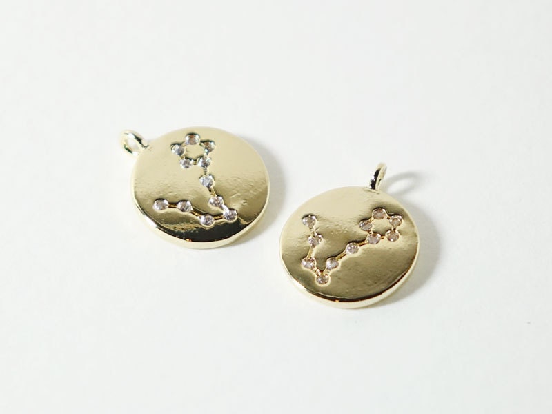 [P0563]2pcs/Polished Constellation Pendant/Brass/Gold,Rhodium,Rose Gold/10mm