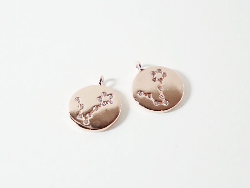 [P0563]2pcs/Polished Constellation Pendant/Brass/Gold,Rhodium,Rose Gold/10mm