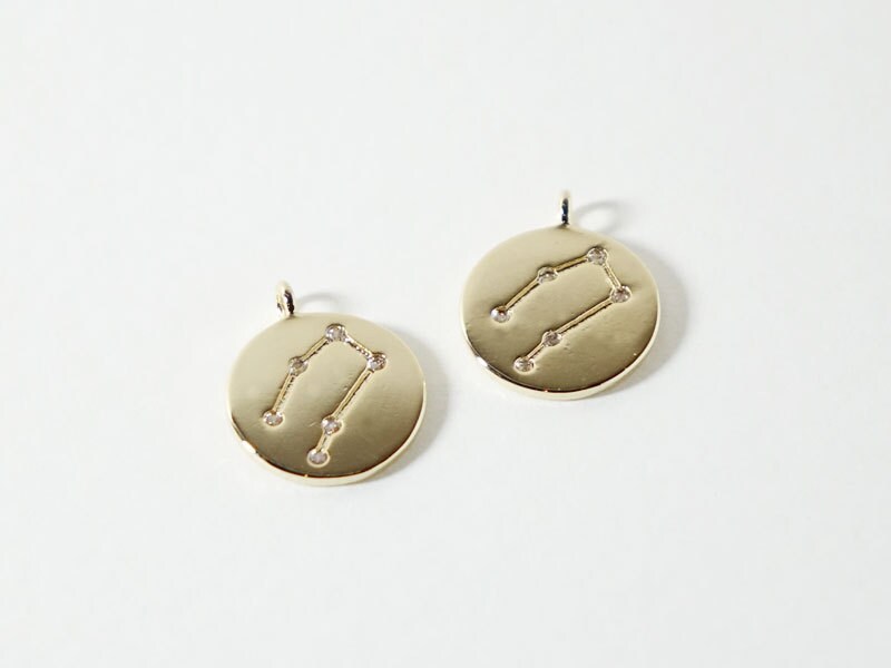 [P0563]2pcs/Polished Constellation Pendant/Brass/Gold,Rhodium,Rose Gold/10mm