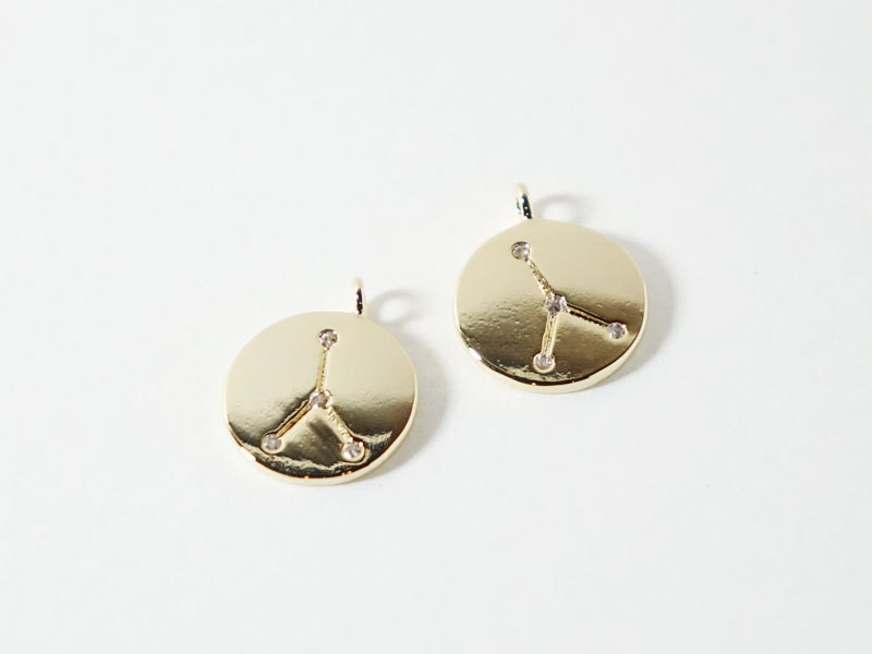 [P0563]2pcs/Polished Constellation Pendant/Brass/Gold,Rhodium,Rose Gold/10mm