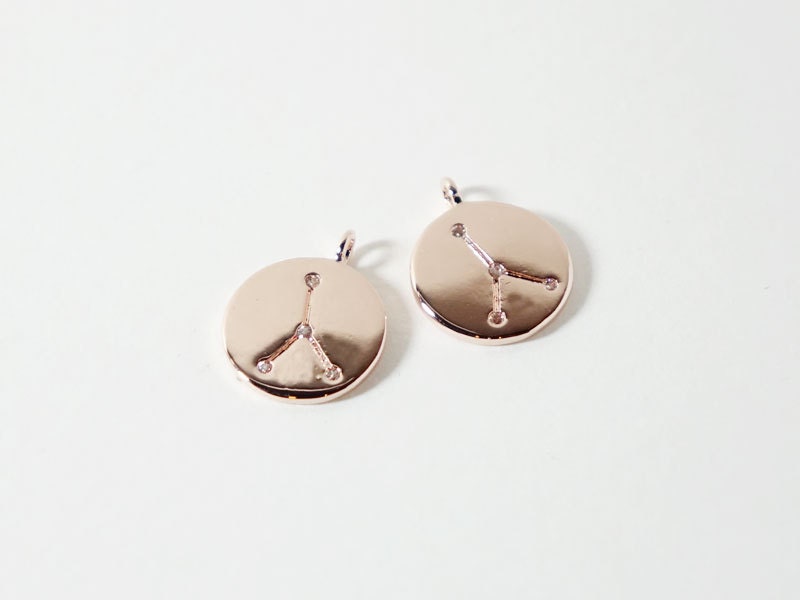 [P0563]2pcs/Polished Constellation Pendant/Brass/Gold,Rhodium,Rose Gold/10mm