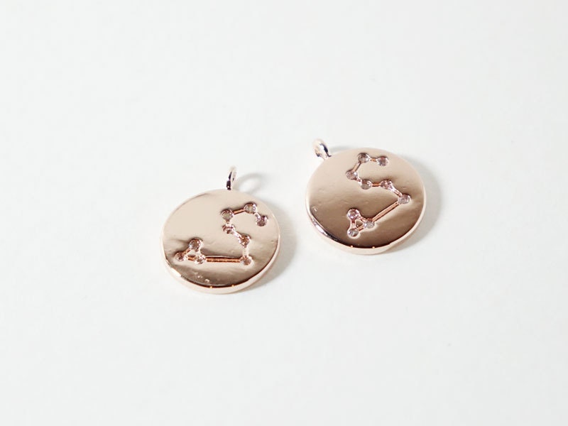 [P0563]2pcs/Polished Constellation Pendant/Brass/Gold,Rhodium,Rose Gold/10mm