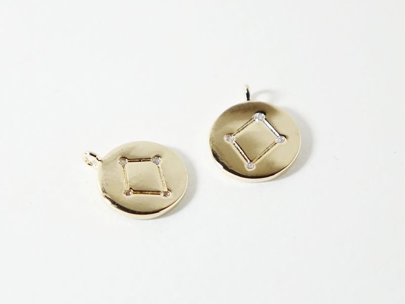 [P0563]2pcs/Polished Constellation Pendant/Brass/Gold,Rhodium,Rose Gold/10mm