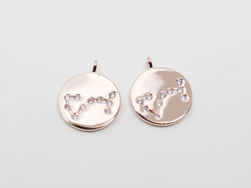 [P0563]2pcs/Polished Constellation Pendant/Brass/Gold,Rhodium,Rose Gold/10mm