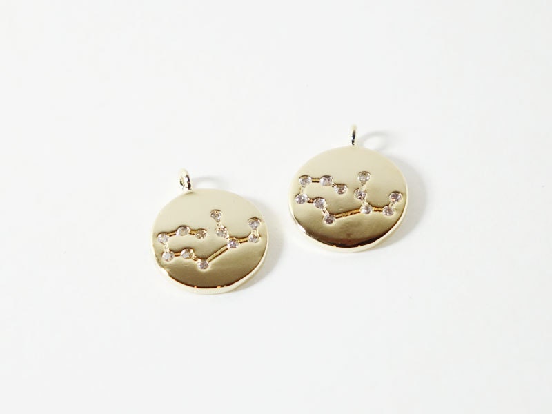 [P0563]2pcs/Polished Constellation Pendant/Brass/Gold,Rhodium,Rose Gold/10mm