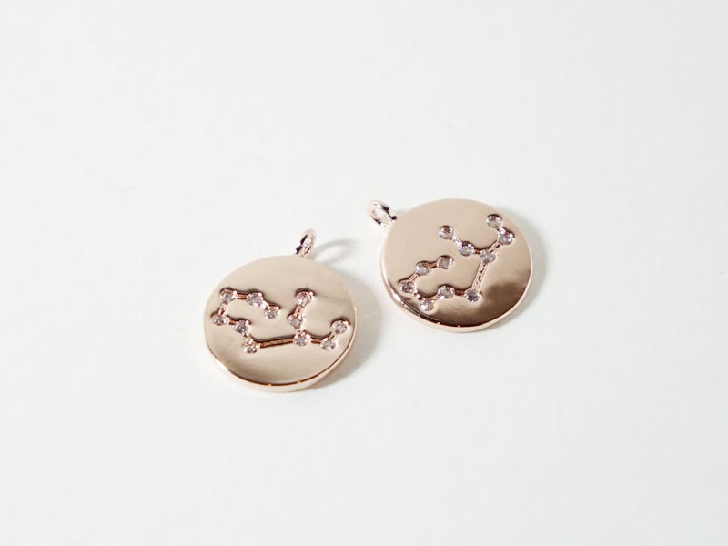 [P0563]2pcs/Polished Constellation Pendant/Brass/Gold,Rhodium,Rose Gold/10mm