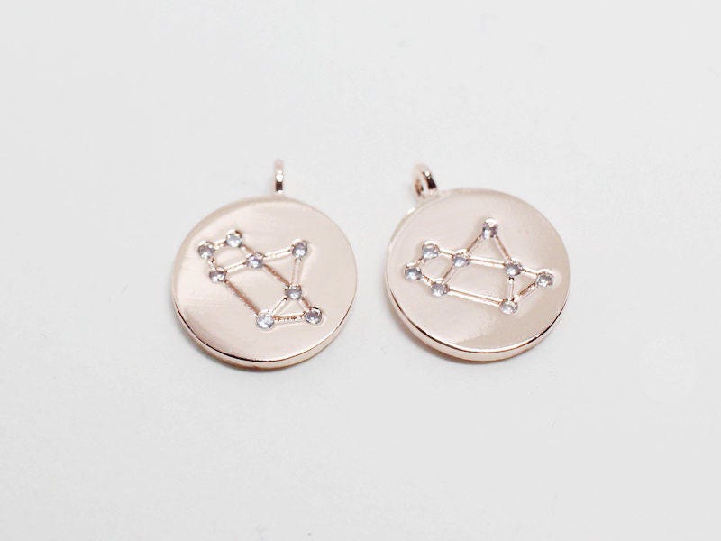 [P0563]2pcs/Polished Constellation Pendant/Brass/Gold,Rhodium,Rose Gold/10mm