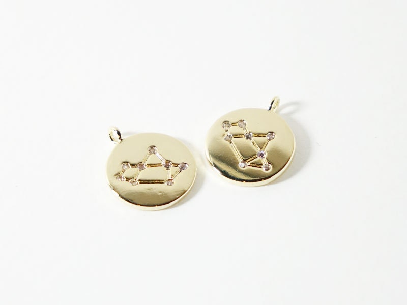 [P0563]2pcs/Polished Constellation Pendant/Brass/Gold,Rhodium,Rose Gold/10mm