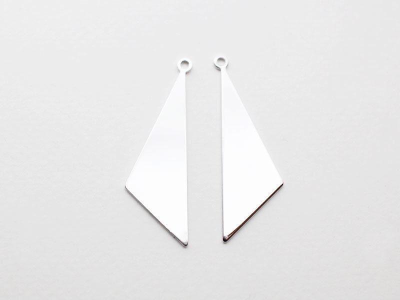 [P0578]4pcs/Dangle Triangle Pendant/Brass/Rhodium/16x40mm