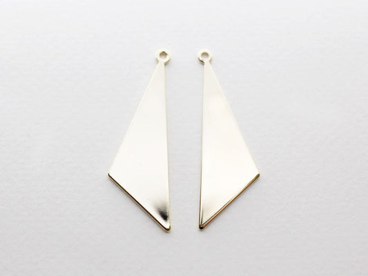 [P0578]4pcs/Dangle Triangle Pendant/Brass/Gold/16x40mm