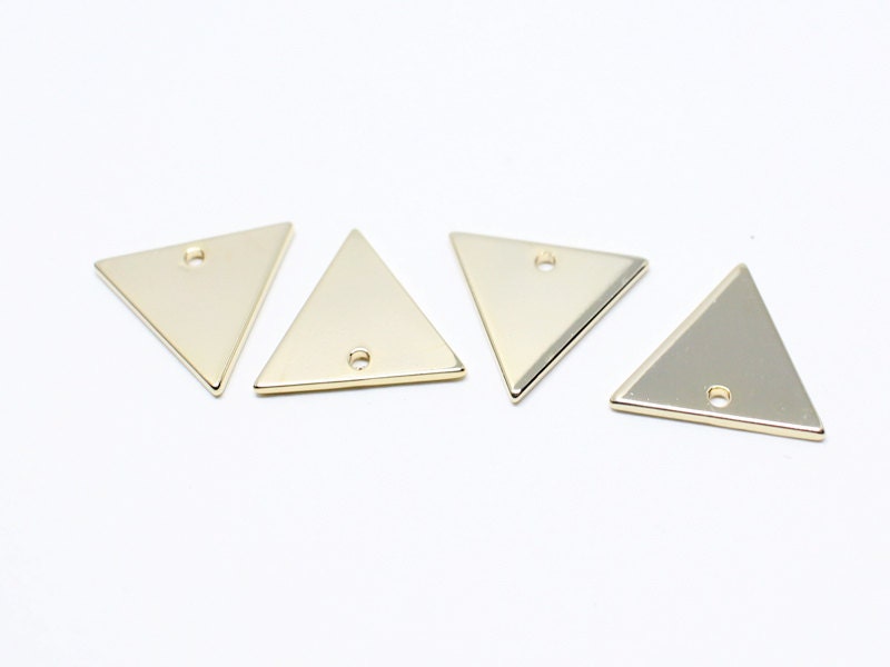 [P0587]4pcs/Large Triangle Pendant/Brass/Gold/14mm