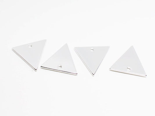 [P0587]4pcs/Large Triangle Pendant/Brass/Rhodium/14mm