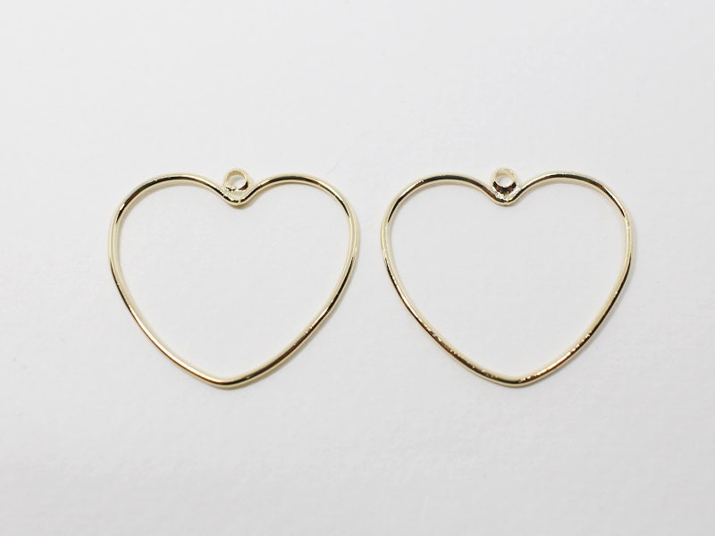 [P0588]4pcs/Stubby Heart Pendant Large/Brass/Gold/21x20mm