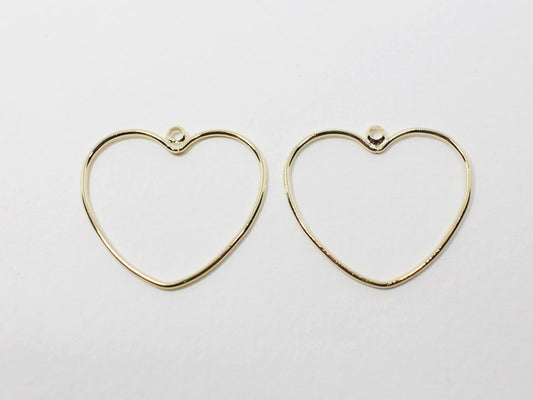 [P0588]4pcs/Stubby Heart Pendant Large/Brass/Gold/21x20mm