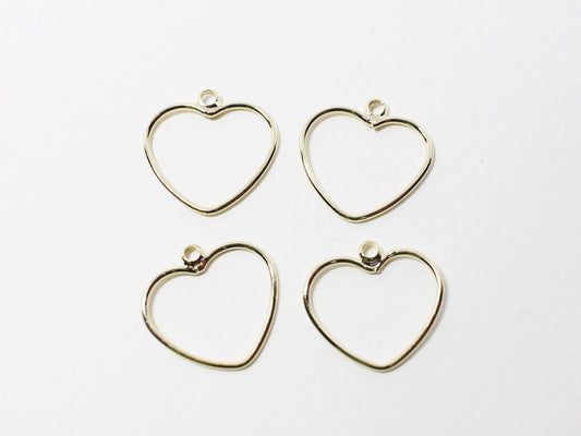 [P0589]4pcs/Stubby Heart Pendant Small/Brass/Gold/14x14mm