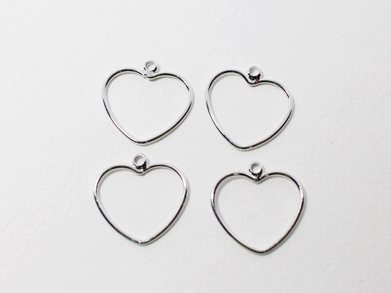 [P0589]4pcs/Stubby Heart Pendant Small/Brass/Rhodium/14x14mm