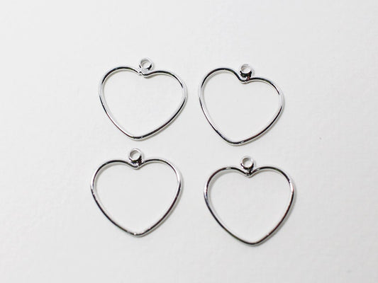 [P0589]4pcs/Stubby Heart Pendant Small/Brass/Rhodium/14x14mm