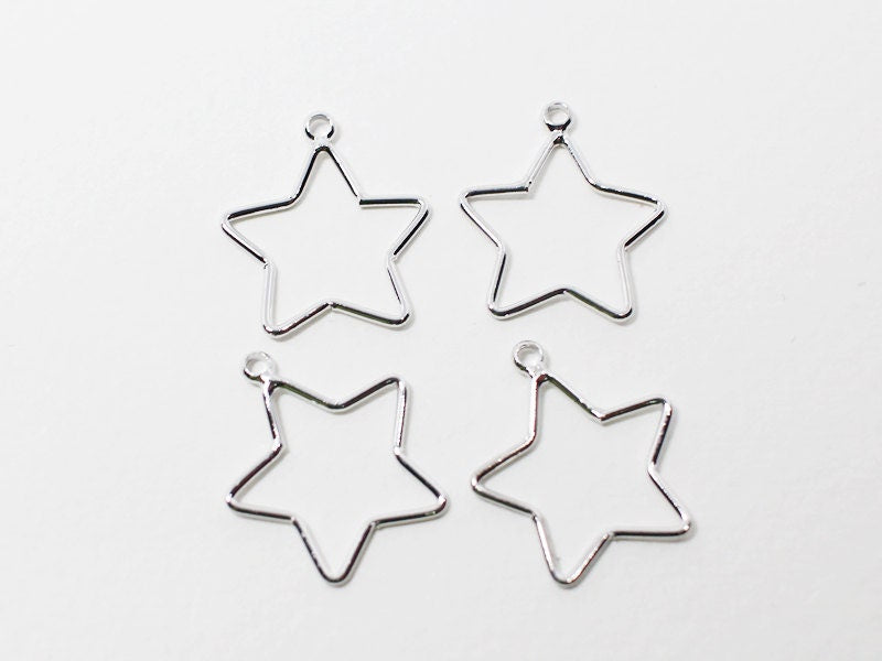 [P0591]4pcs/Stubby Star Pendant Small/Brass/Rhodium/23x25mm