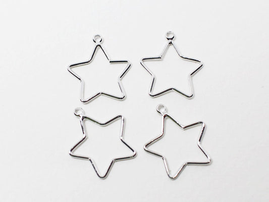 [P0591]4pcs/Stubby Star Pendant Small/Brass/Rhodium/23x25mm