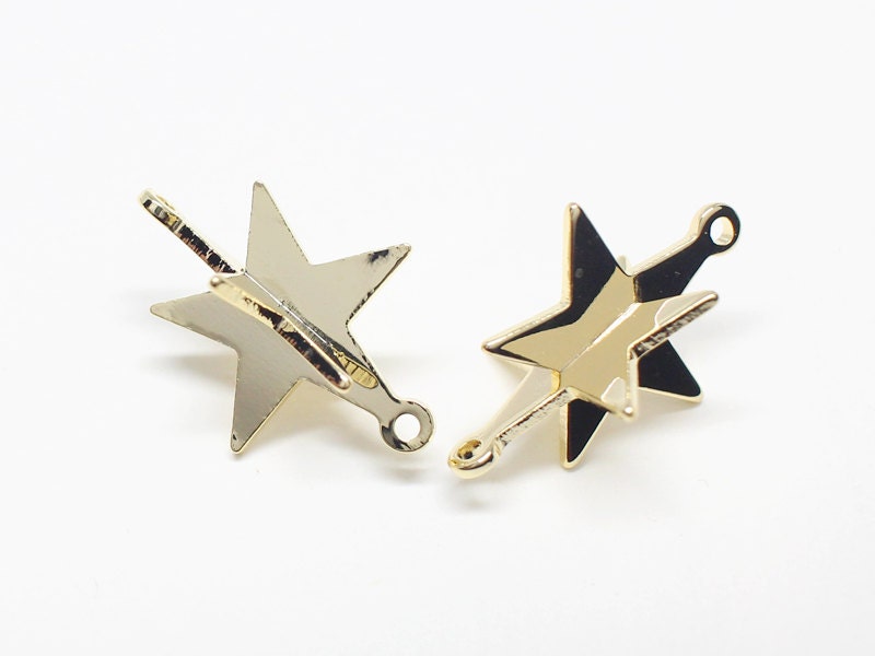 [P0593]2pcs/3D Shining Star Connector/Brass/Gold/10X17mm