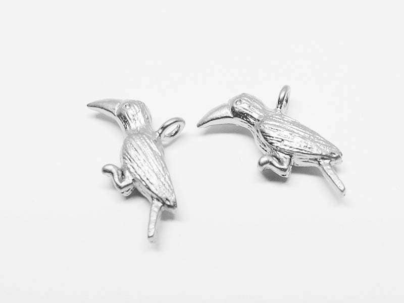 [P0599]2pcs/Toco Toucan Pendant/Brass/Matte Rhodium/16x10mm