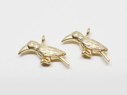 [P0599]2pcs/Toco Toucan Pendant/Brass/Matte Gold/16x10mm