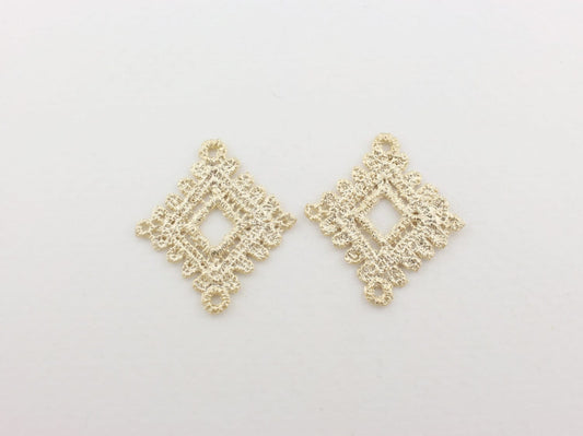 [P0005]4pcs/Lace Diamond Pendant/Pewter/Matte Gold/21x24mm