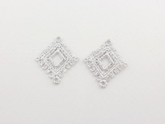 [P0005]4pcs/Lace Diamond Pendant/Pewter/Matte Rhodium/21x24mm