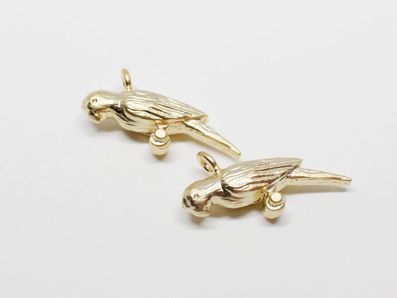 [P0600]2pcs/Parrot Pendant/Brass/Matte Gold/11x15mm