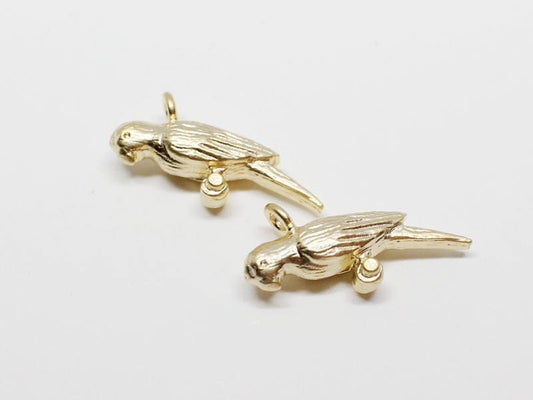 [P0600]2pcs/Parrot Pendant/Brass/Matte Gold/11x15mm