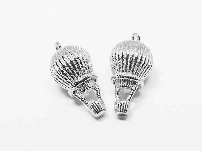 [P0601]2pcs/Hot Air Balloon Pendant/Brass/Rhodium/9x 18mm