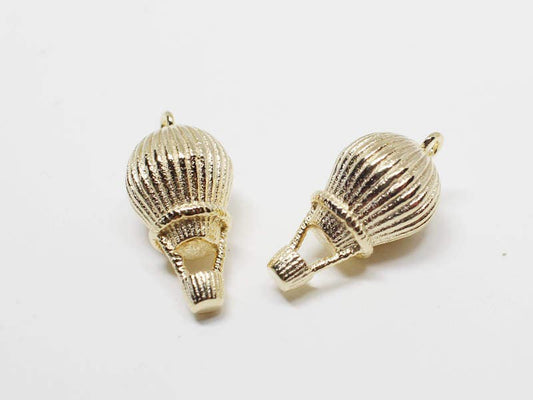 [P0601]2pcs/Hot Air Balloon Pendant/Brass/Gold/9x 18mm