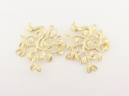 [P0060]2pcs/Tree Pendant/Brass/Matte Gold/36 x 36 mm