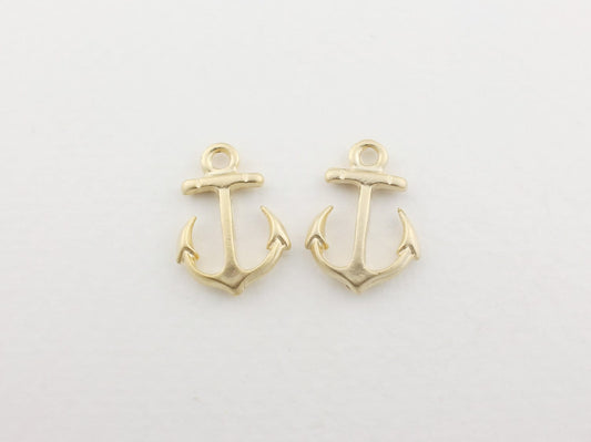 [P0061]4pcs/Anchor pendant/Pewter/Matte Gold/12 x 17 mm