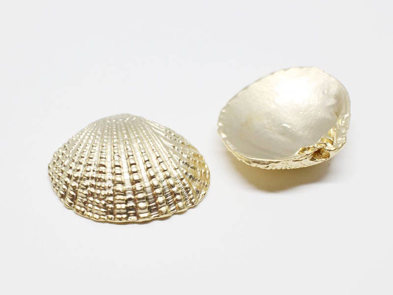 [P0610]2pcs/Shell Pendant/Pewter/Matte Gold/27X23mm