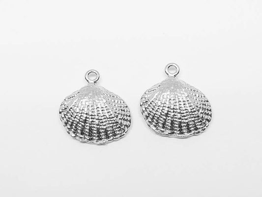 [P0611]4pcs/Small Shell Pendant/Pewter/Matte Rhodium/13X14mm